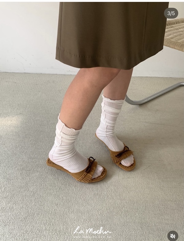 小貓根流蘇麂皮拖鞋(偏小半號)
